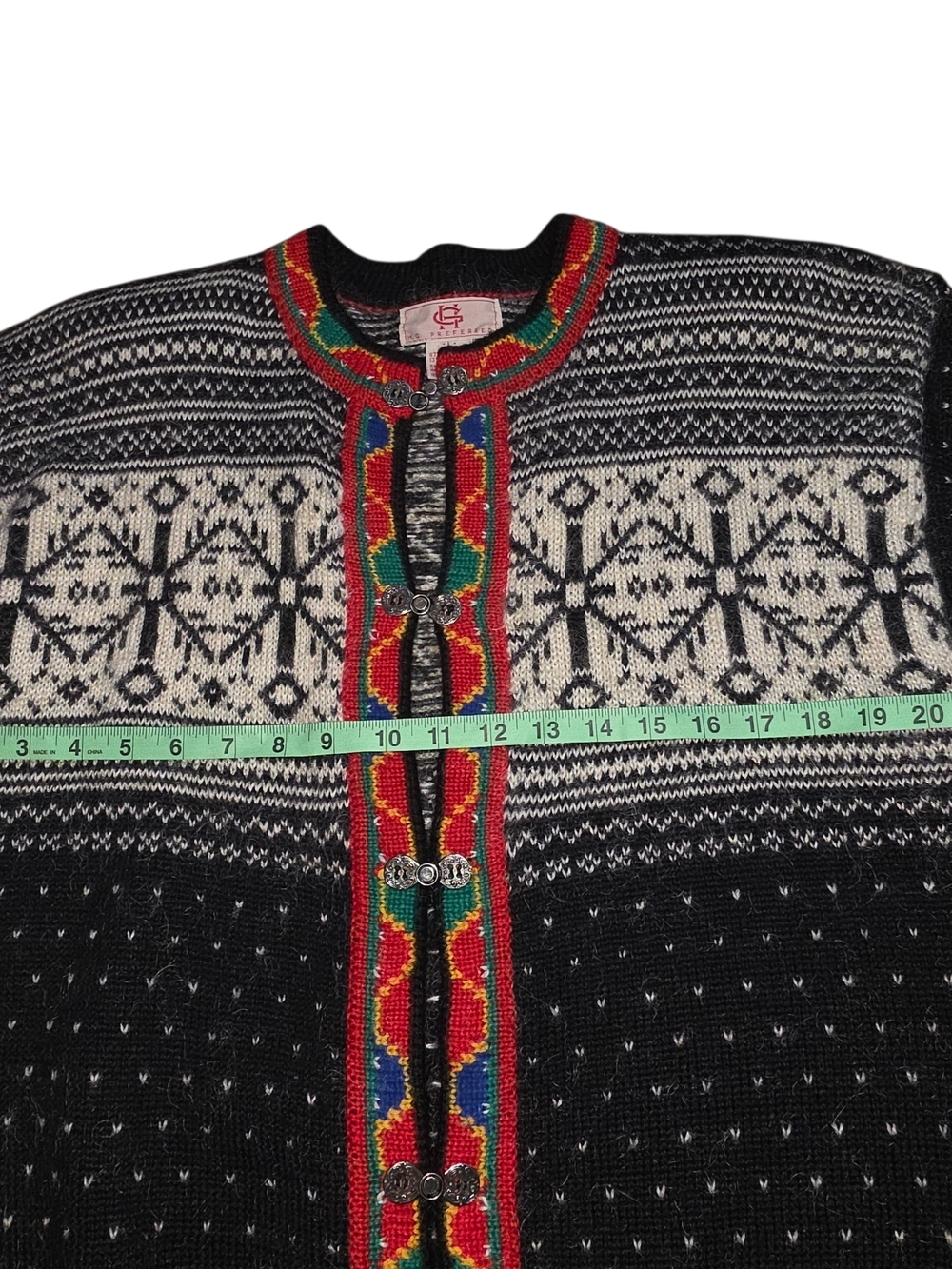 H.G. Preferred Norwegian Wool Cardigan Nordic Fair Isle Sweater Toggle L - Picture 6 of 9